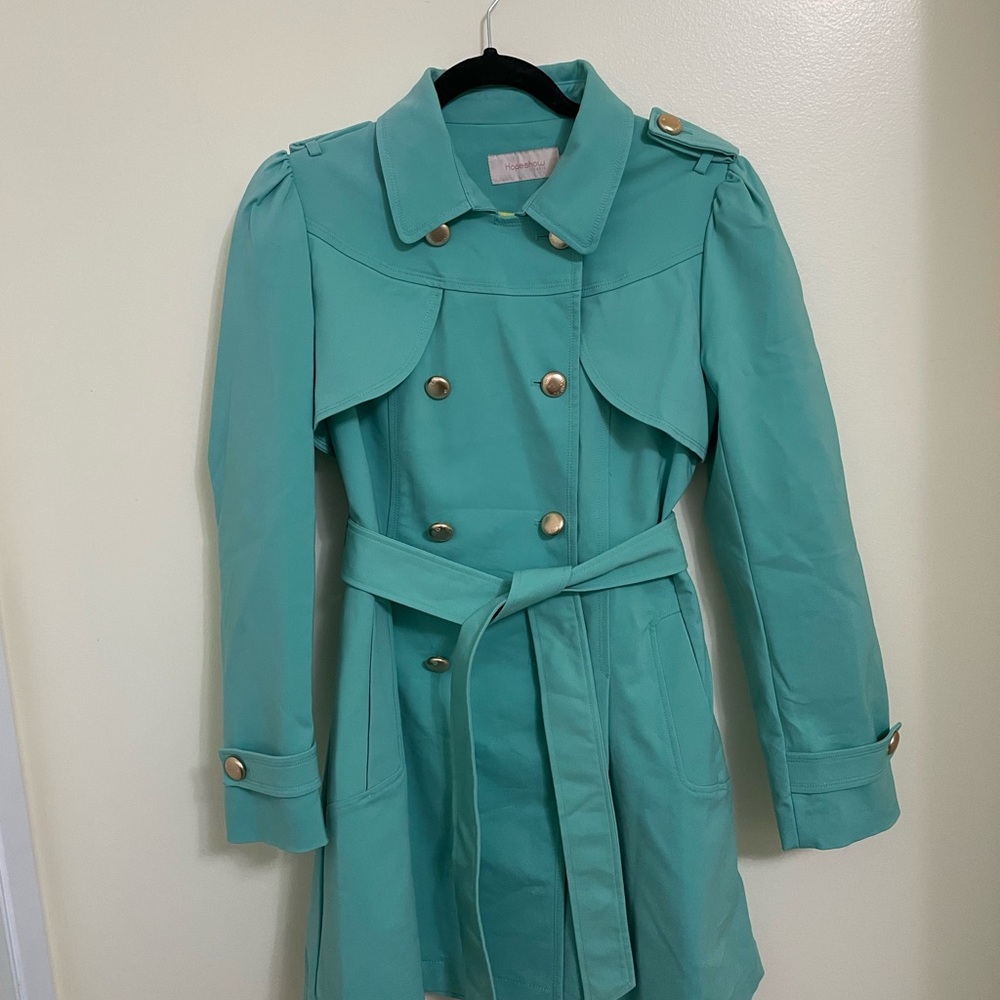 Elegant Teal Double-Breasted Women's Coat